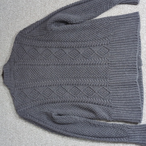 L.L. Bean Signature Cotton Fisherman Short Cardigan Sweater Size Large in Gray - Picture 7 of 11